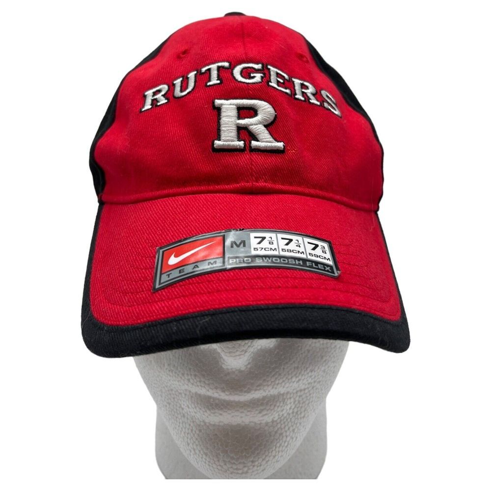 Nike Pro Rutgers Hat Adult M Swoosh NCAA Scarlet Knights Cap Big East Logo